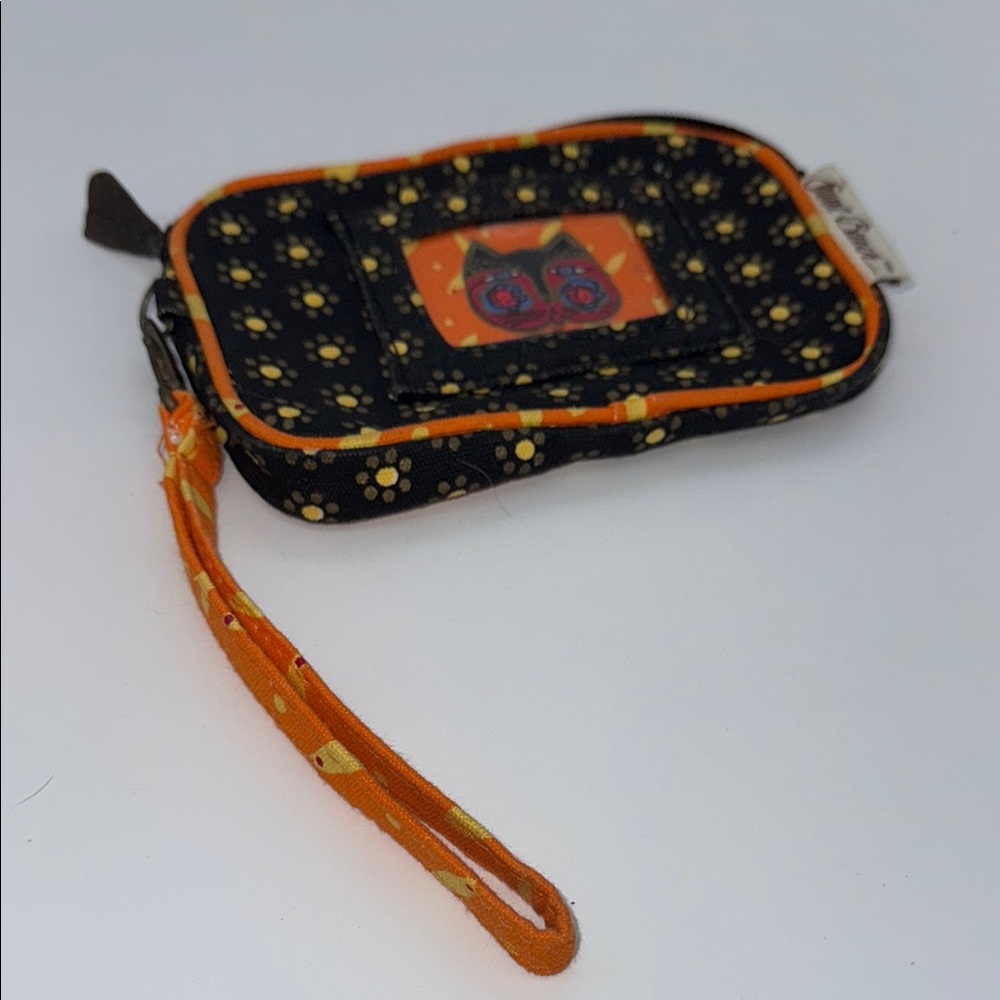 Laurel Burch Orange and Black Celestial Wristlet